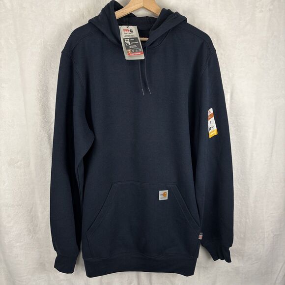 Carhartt Men FR TS4983-FRM Flame Resistant Hoodie CAT3 2112 Navy Medium Tall NWT - Picture 1 of 7